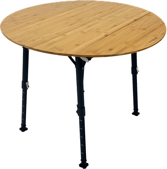 EveBase Flex 90 - Inklapbare Campingtafel - Rond - In Hoogte Verstelbaar - Bamboe - Zwart van Evebase — afbeelding 2