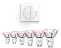 Philips Hue Voordeelverpakking - GU10 - met 6 Spotjes - Wit en Gekleurd Licht - Incl. Hue Dial Switch (Wit) - Hue White and Color Ambiance Essentials