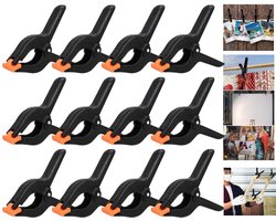 Verpakking van 12 stuks - A-frame clips - Veerclips - Clips voor zwembadafdekkingen - Kunststof veerclips - 9*7 cm - Snel klemmend - Geschikt voor marktkramen, fotostudio's, houtbewerking, fotografieachtergronden, doe-het-zelf kunstprojecten