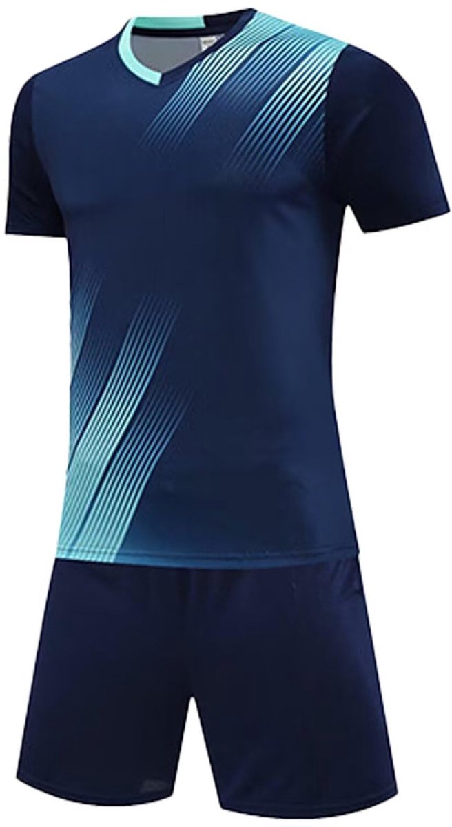 SnelShoppen - Kinderen Jongens Voetbalkit - Sportoutfit met Voetbaltrui en Gymshorts - T-shirt Sets voor Kinderen 5-13 Jaar - Navy 02, Maat 12-13 Jaar