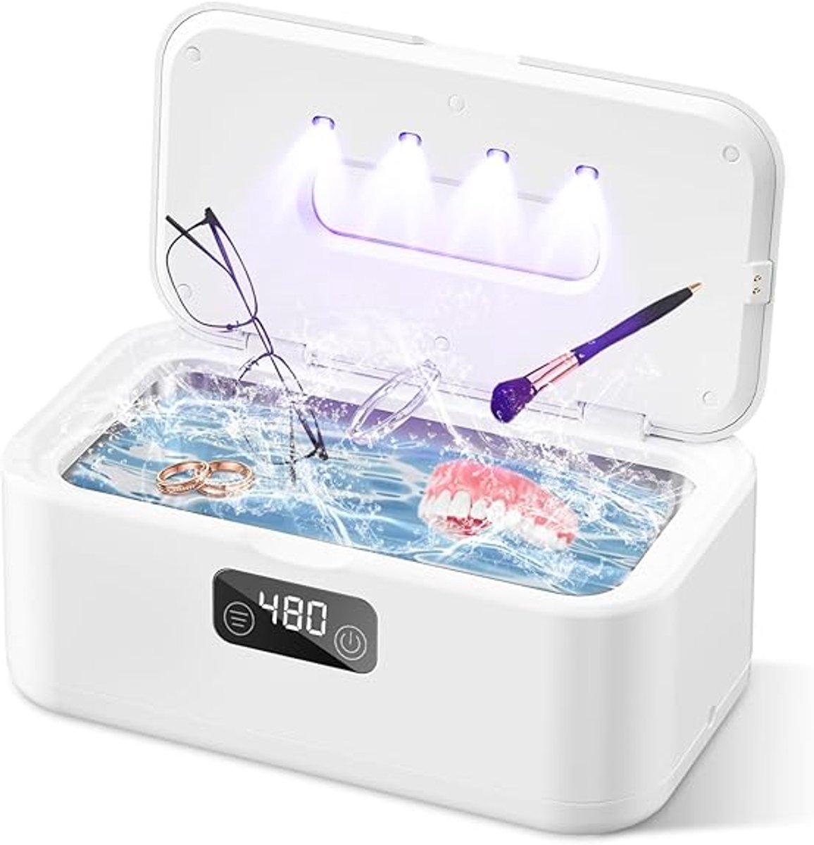 Ultrasoonreiniger – 49KHz ultrasone brilreiniger | 800 ml ultrasoonbad – 5 timerfuncties – digitaal display – voor sieraden, horloges, brillen, kunstgebitten.