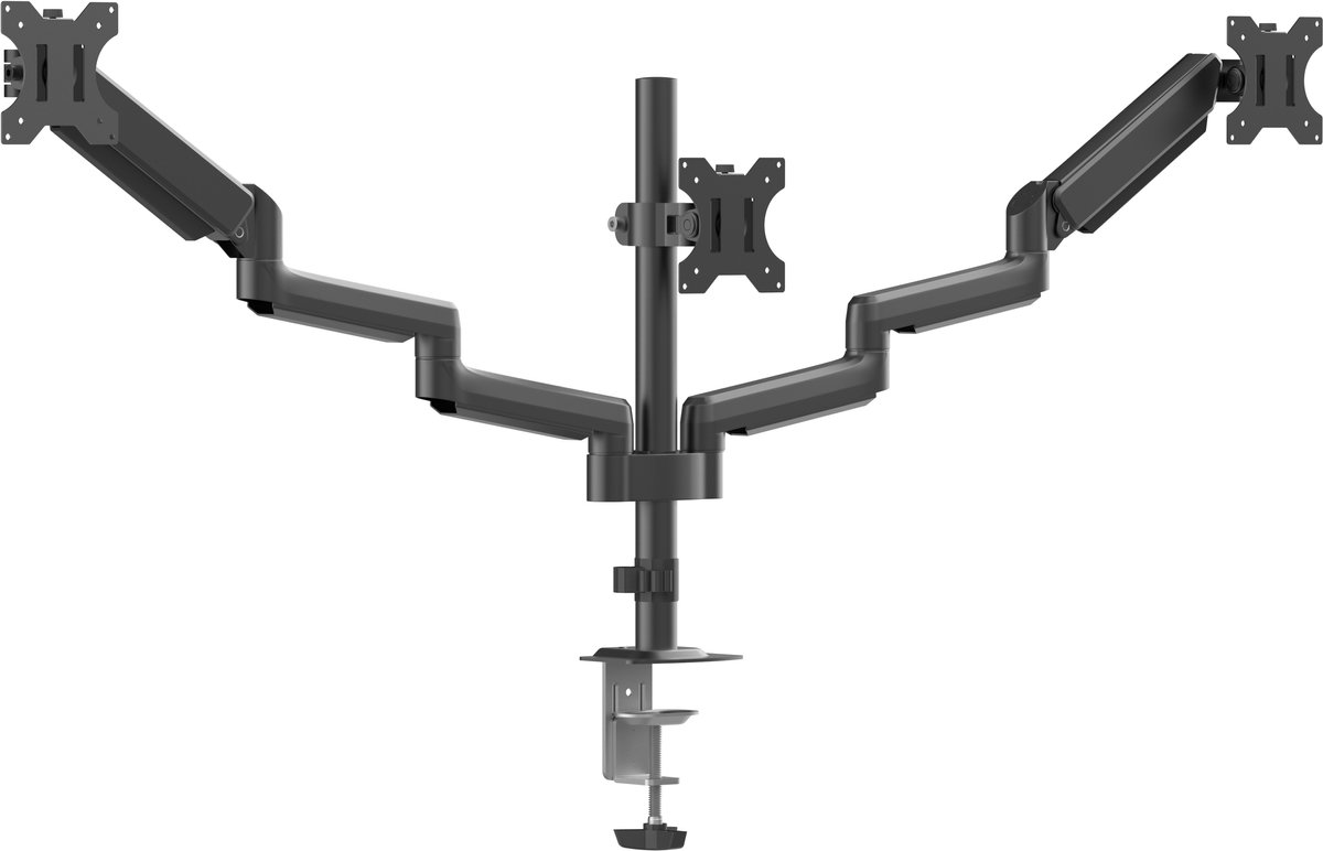 VanDijck Monitor Arm - 3 Schermen - Gasveer - 13-32 Inch - Zwart