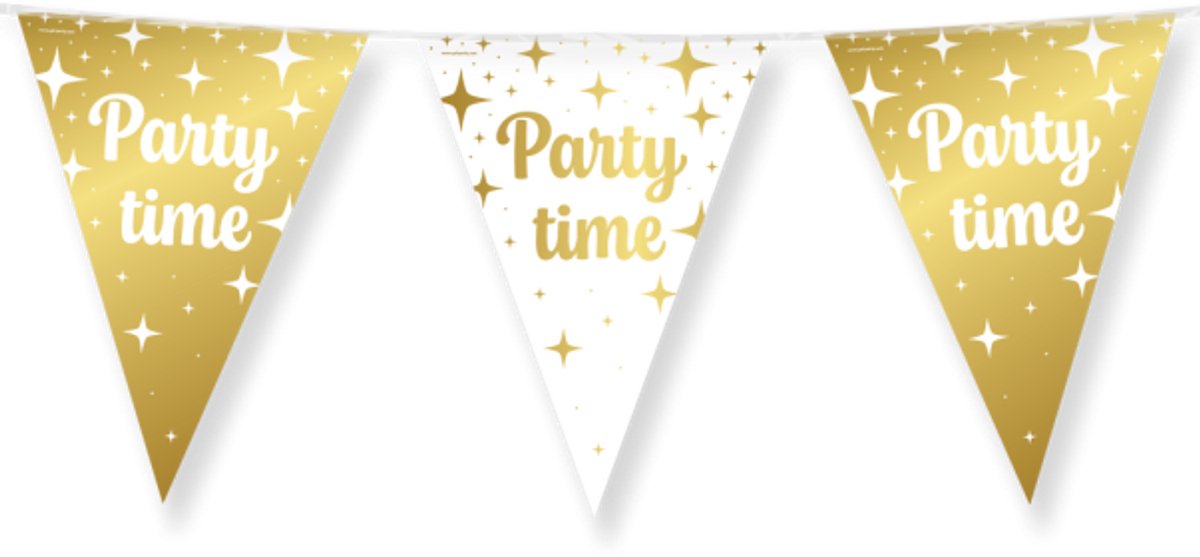Vlaggenlijn Fancy - Party time - Wit-Goud