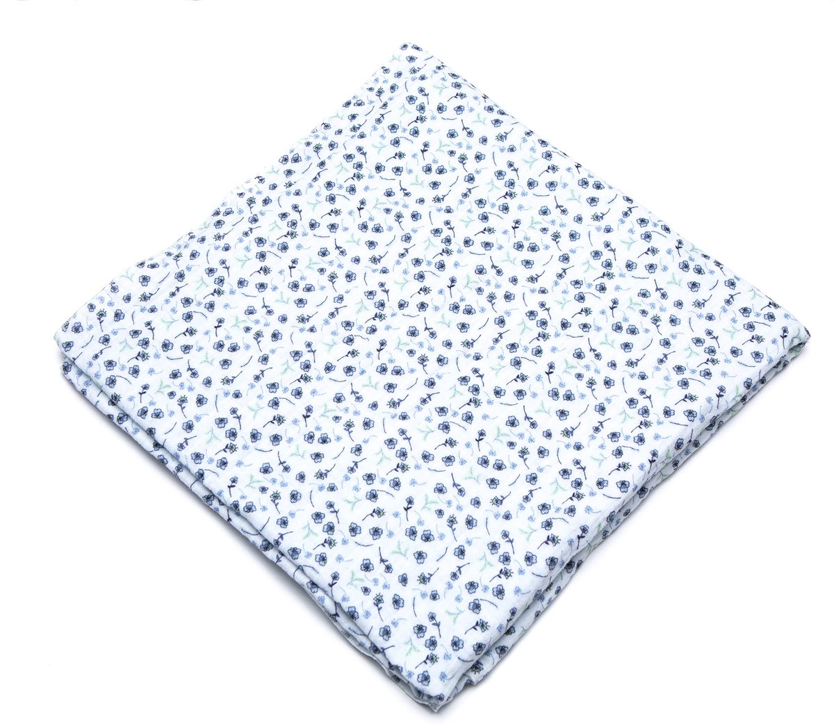 SnelShoppen - CARREDANA Mousseline voor baby's, 100% katoen, 120 x 120 cm, multifunctionele babydeken, zachte kinderhanddoeken met blauwe bloemen, per