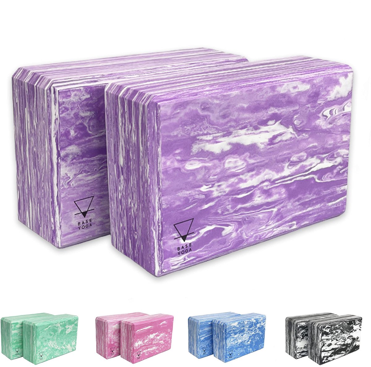 SnelShoppen - Base Yoga Blokken Set van 2 - Sterke en Stevige EVA-schuim Blok/Baksteen voor Yoga, Pilates en Fitness - Lichtgewicht Paars - Ideaal voo