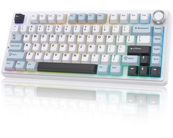 SnelShoppen - Draadloos Mechanisch Toetsenbord 75% - Hot Swappable Creamy Keyboard met Pre-Lubed Reaper Switches, RGB Verlichting, 2,4 GHz, Type-C, BT