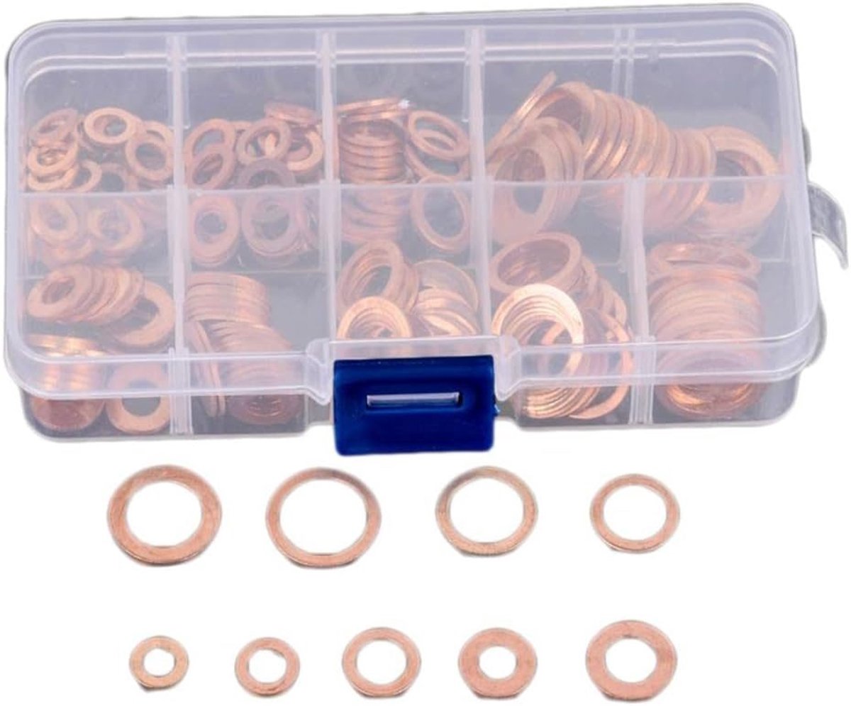 Set van 200 stuks, 9 verschillende maten ringen