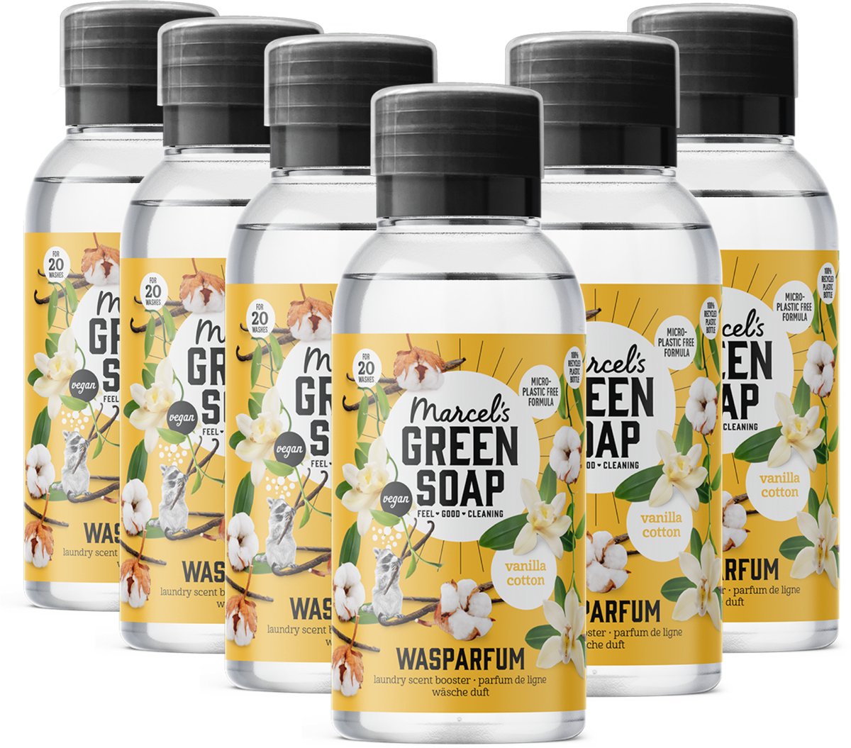 Marcel's Green Soap Wasparfum - Vanille & Katoen - 6 x 250ml - 120 wasbeurten