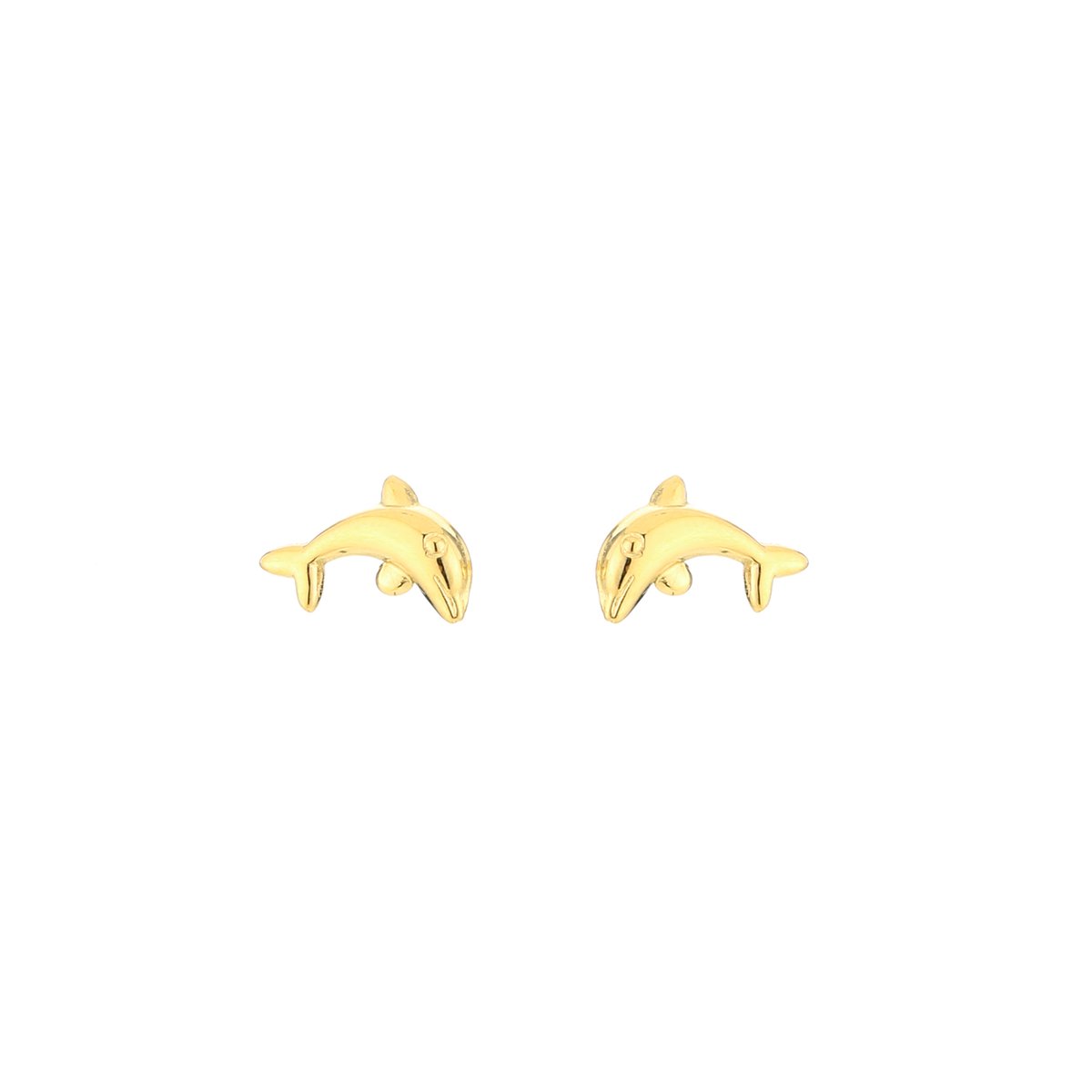 Stainless Steel Sculptural Dolphin Stud Earrings – Luxe Dolfijn Oorbellen – RVS - Goud