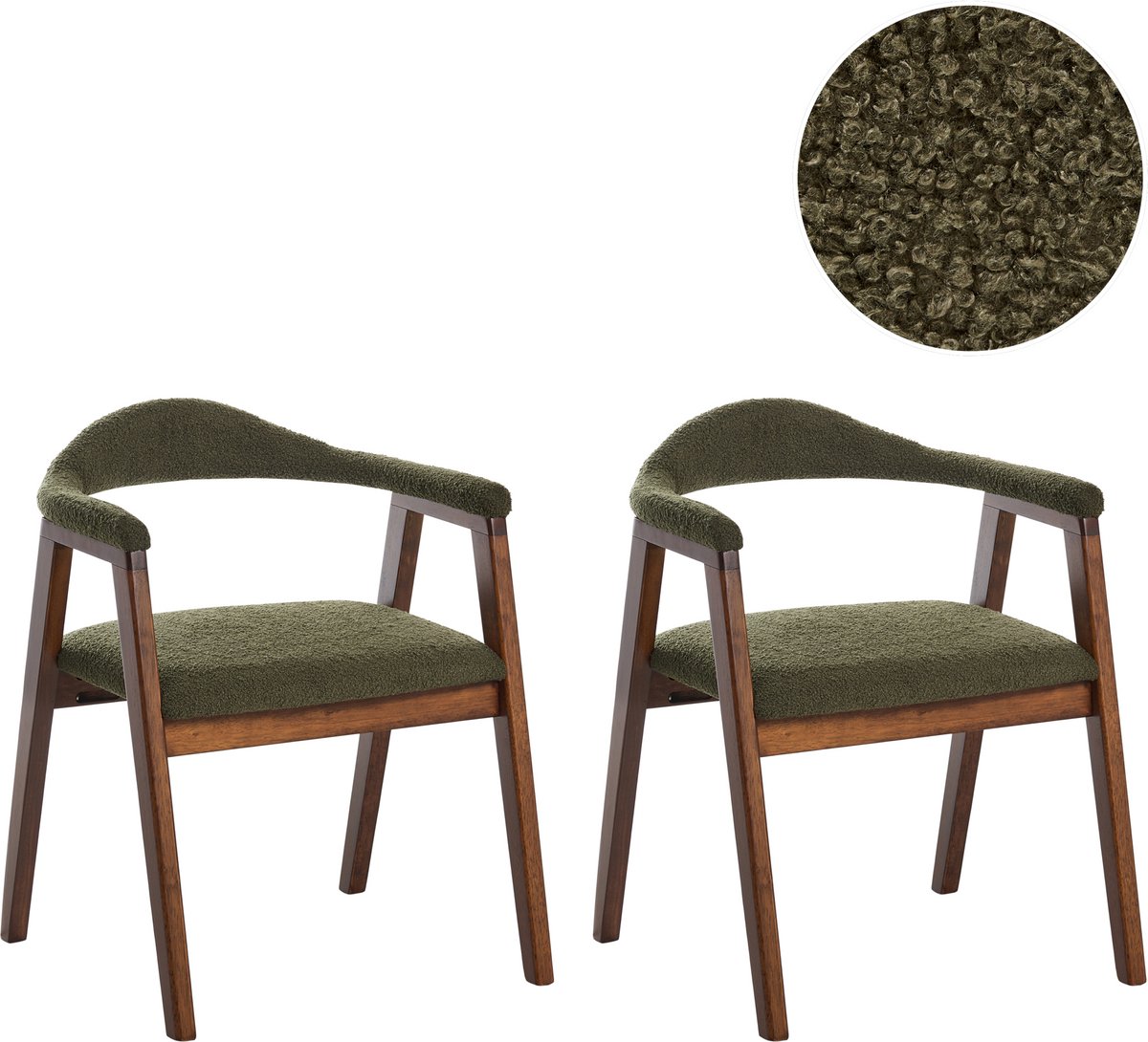 ONECO - Eetkamerstoel set van 2 - Groen/Bruin - Rubberhout