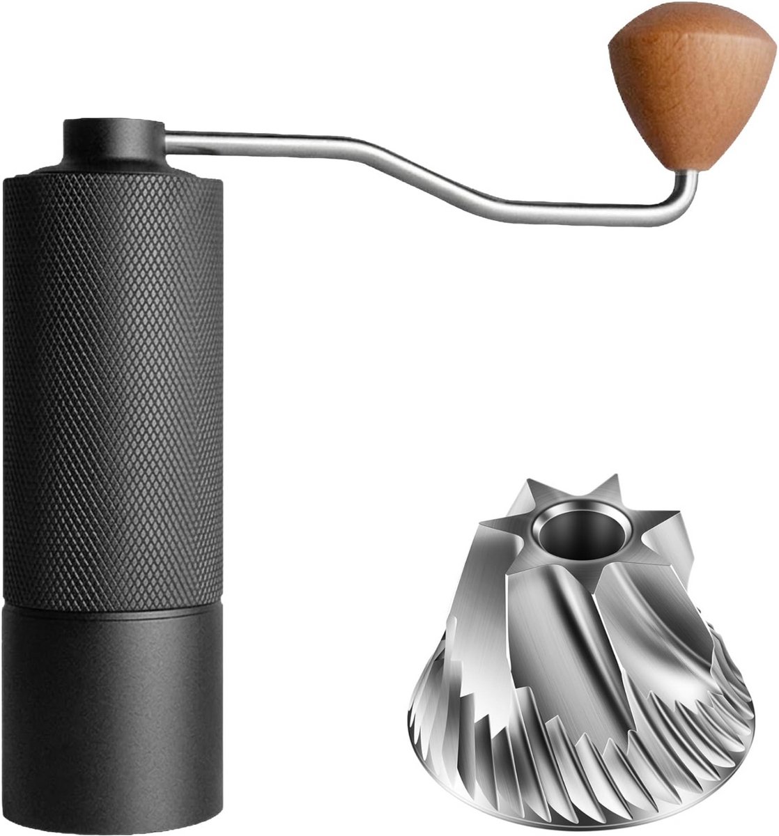 Lzwintrading - Handmatige Koffiemolen - Handkoffiemolen met Roestvrijstalen Conische Braam - Draagbare Koffiebonenmolen - Aluminium Lichaam - Kleine Koffiemolen voor French Press, Espresso, Pour Over, Mokakamers - Zwart