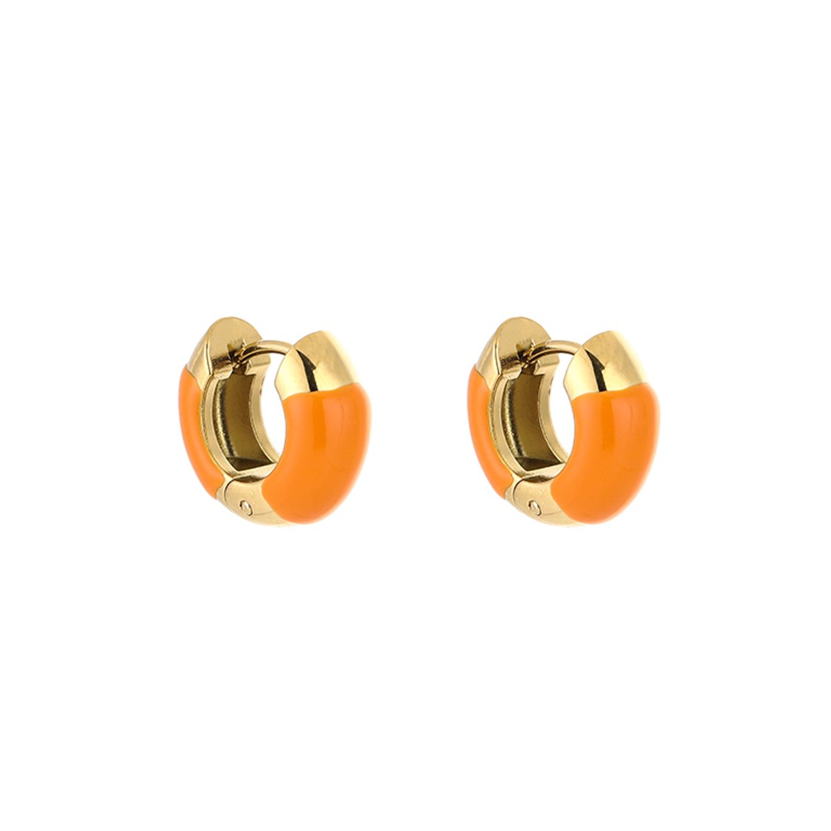 Stainless Steel Vibrant Enamel Huggie Hoops – Luxe Emaille Oorringen – RVS
