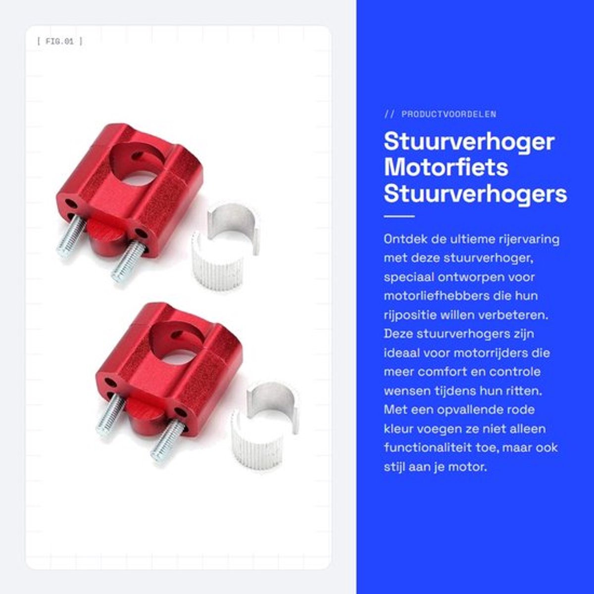 Stuurverhoger 1 Paar 22 mm/28 mm - Stuurklemmen - Motorfiets Accessoires - Verhogers - Rood - Compatibel met diverse modellen