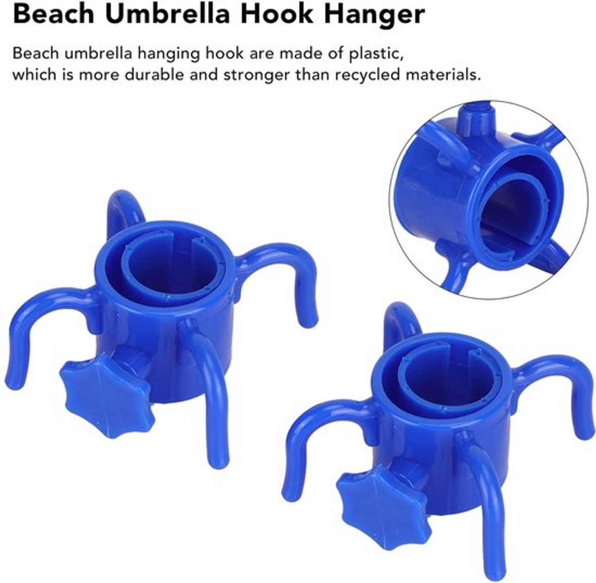 Strandparapluhaken Set Van 2 - Verstelbare Hoogte - Kunststof Haken - Antislip Klauwen - Duurzaam Materiaal - Voor Hoeden/Zonnebrillen - Parapluhaak