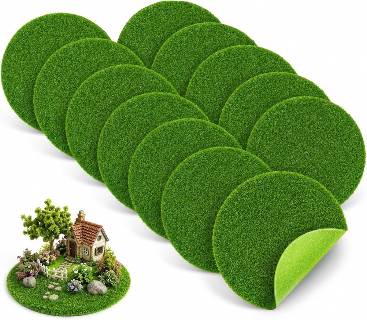 Kunstgras voor buiten en miniatuurprojecten, ideaal voor modelbouw en doe-het-zelf landschappen (groen)