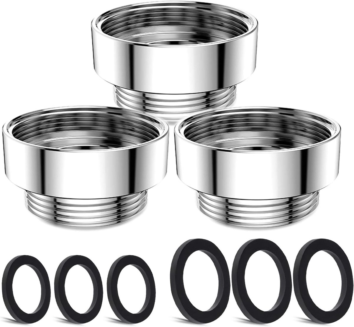 Kraan Adapter Kit 3 stks - Mannelijke M22mm naar Vrouwelijke M26mm - Geschikt voor keuken en tuinslang - ShopVlot