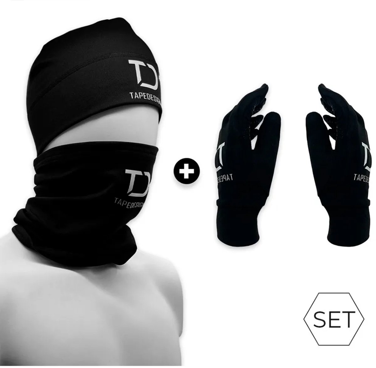 Tape Design Winterset-beanie&gloves&neckwarmer Muts Zwart L-XL