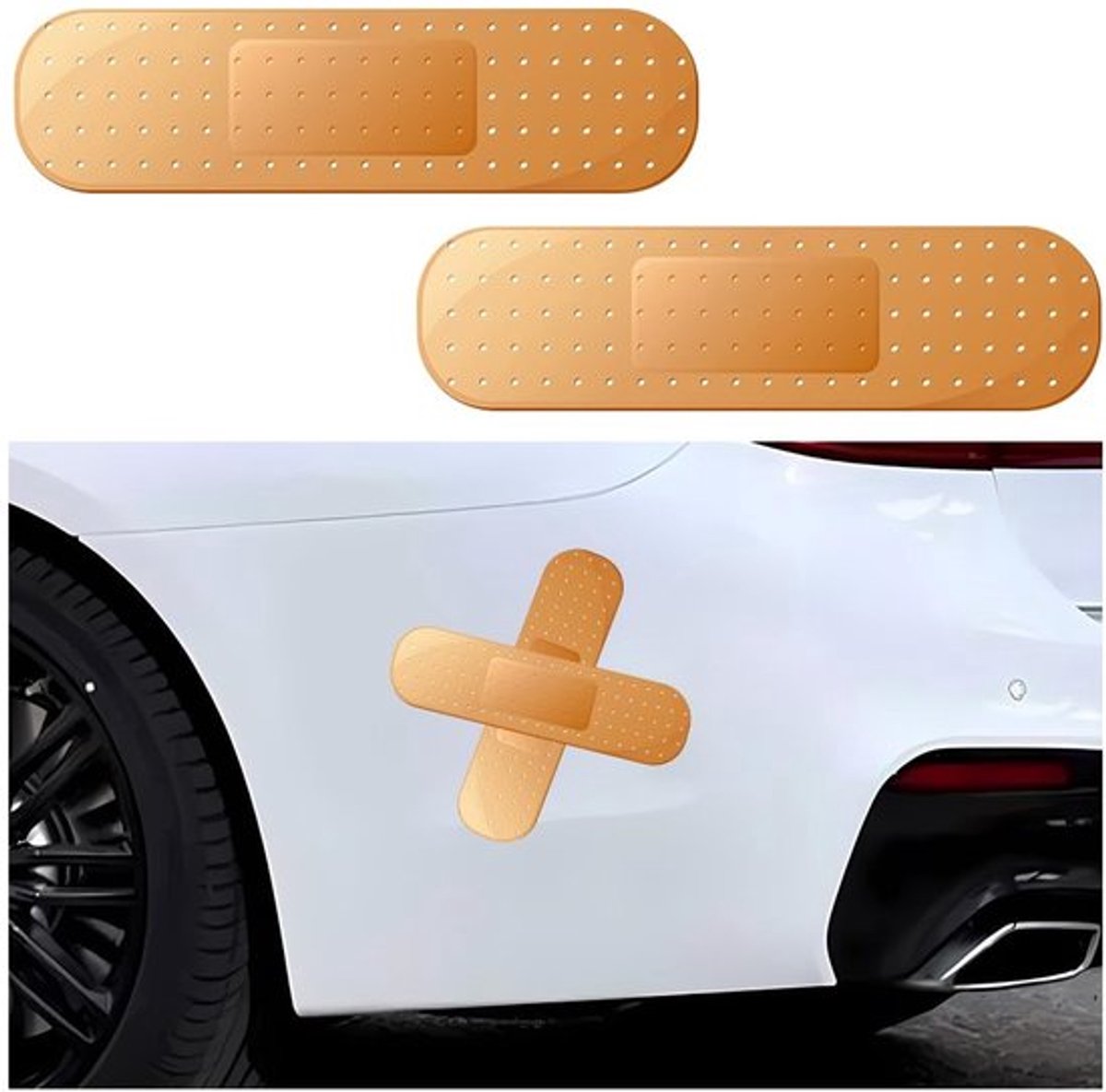 Autostickers Grappige Pleisterprint - 2 Stuks - Vinyl - Universeel - 25,4 x 6,9 cm - Duurzaam en Veilig - Autobumperstickers