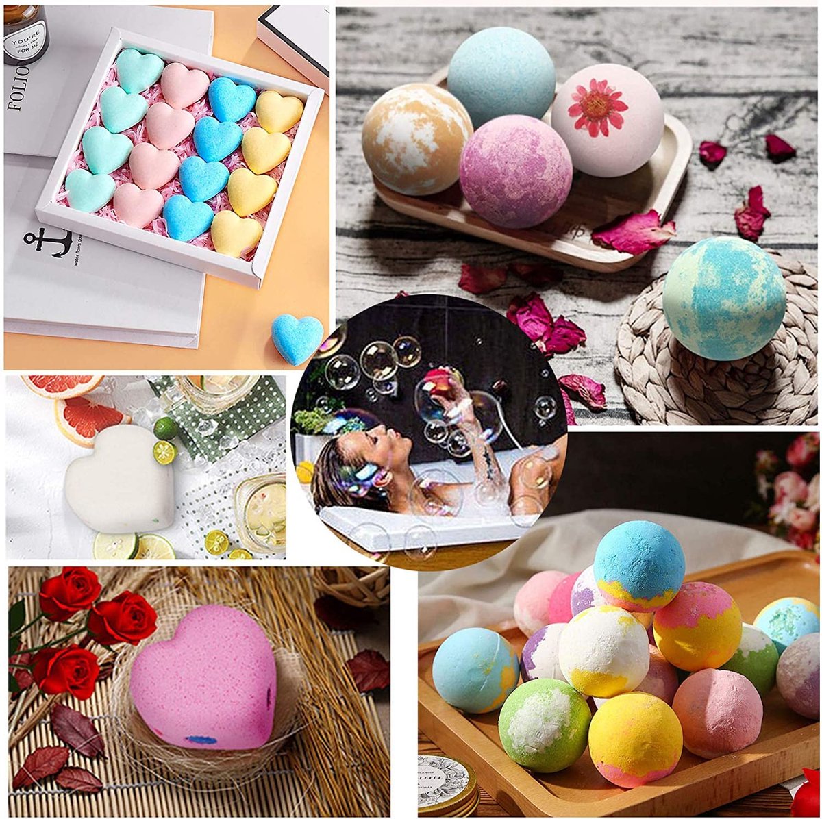 SnelShoppen - DIY Badebombe Kit - 8 Stuks Seifenform Badebomben - Handgemaakte Spa Bomben - Runde Kugel Vorm Set voor Crafting - Perfect voor Feestjes