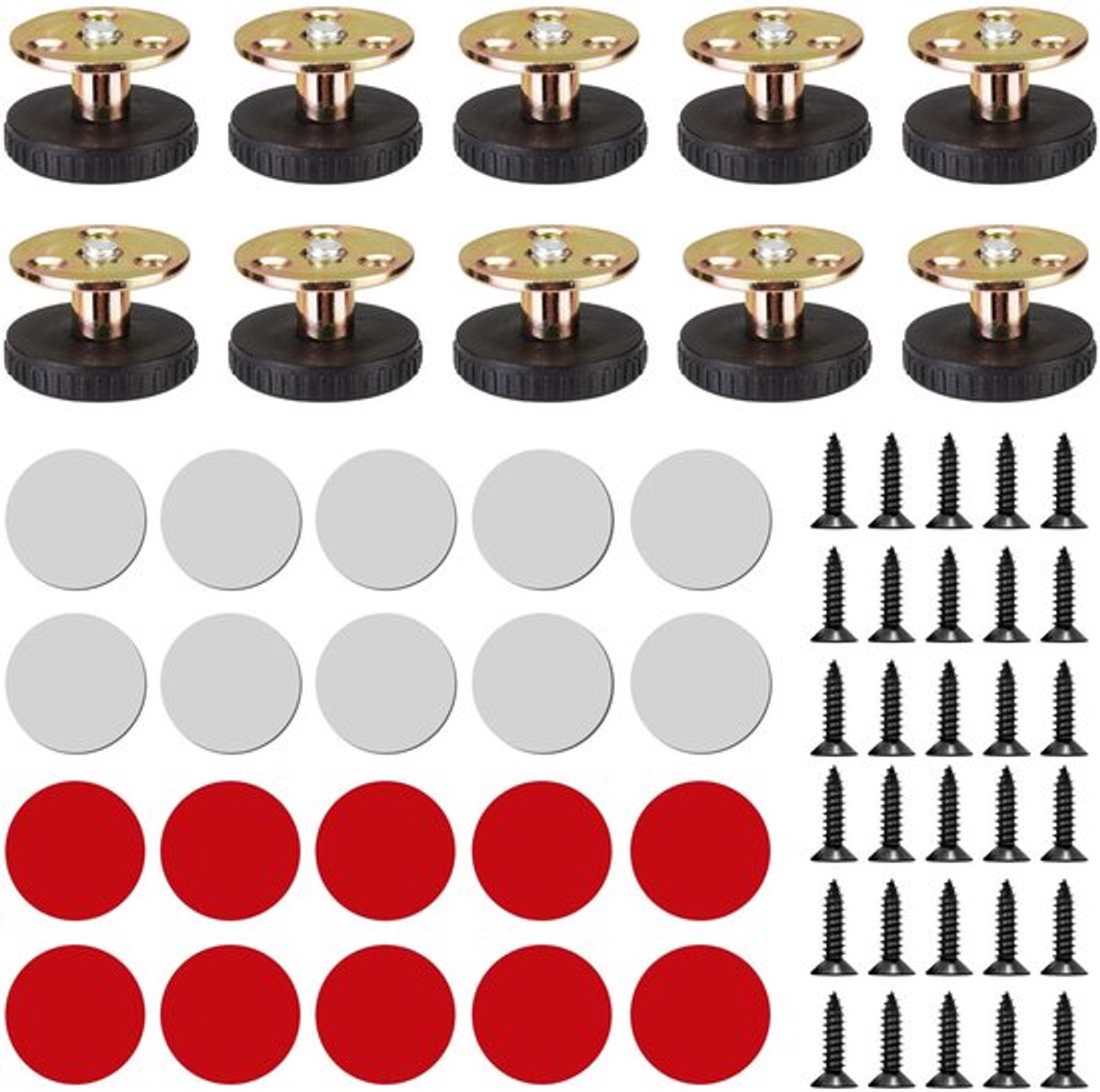 Meubelpoten Verstelbaar 24-40 mm - Set van 10 - Dempingspads - Montageaccessoires - Geschikt voor Tafels/Kasten
