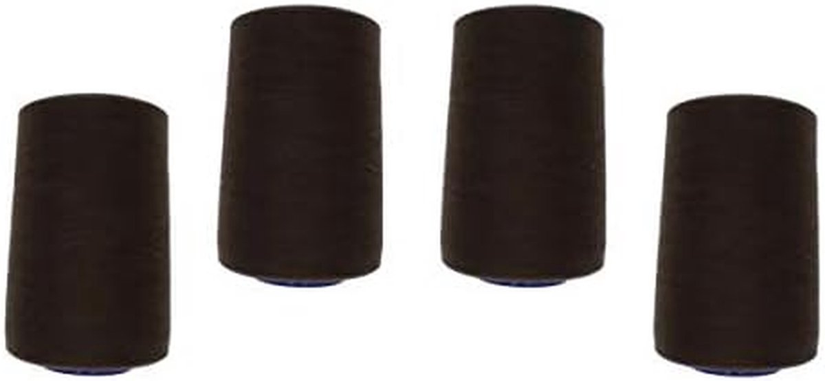 Overlockgaren Naaigaren - Allesnaaier Universeel - Naaien Stoffen - 100% Polyester - 4 x 5000 meter - Donkerbruin