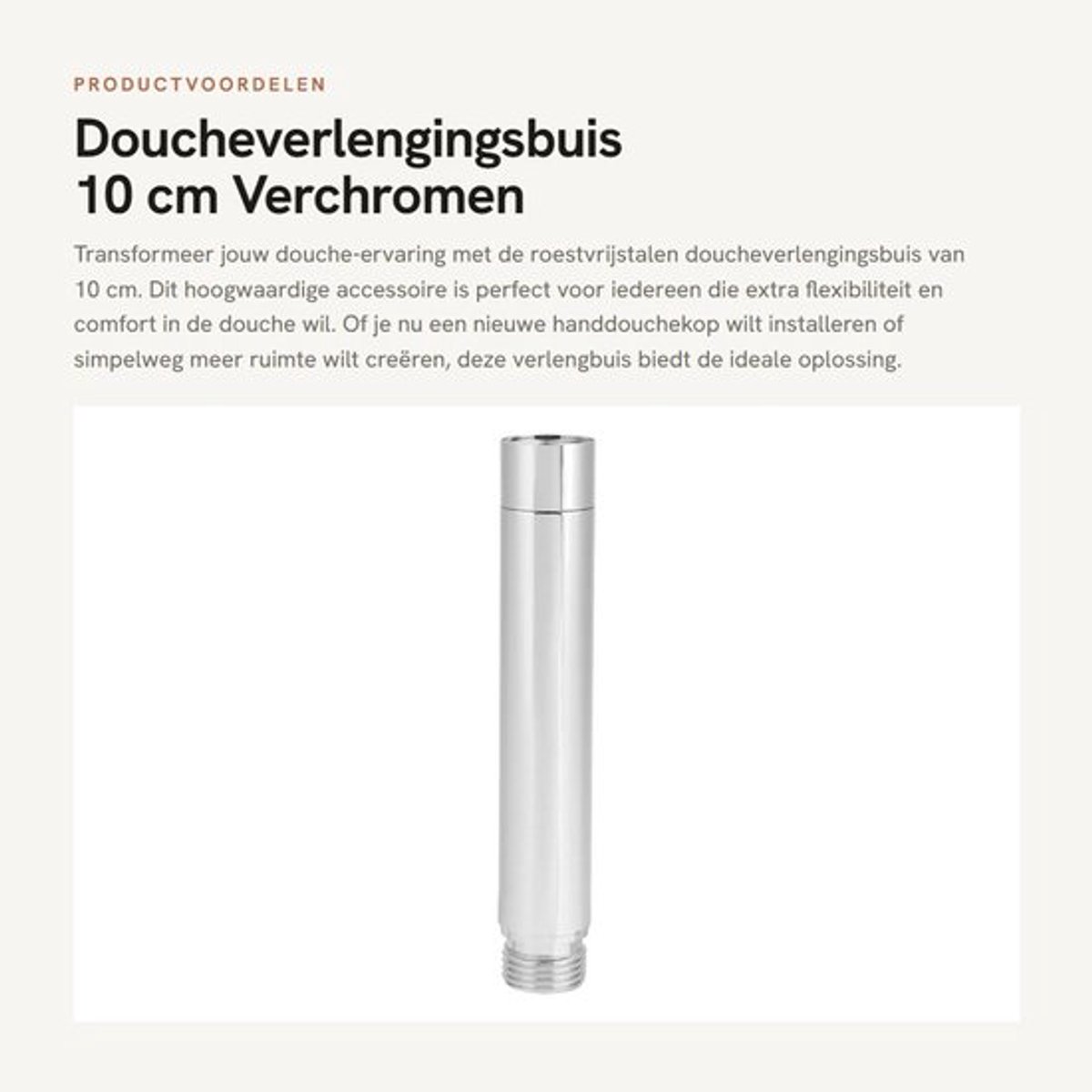 Doucheverlengingsbuis 10 cm - Roestvrij Staal 201 - Verlengarm - Handdouchekop - Badkamer Accessoire - G 1/2 inch Draadspecificatie - Douchearm