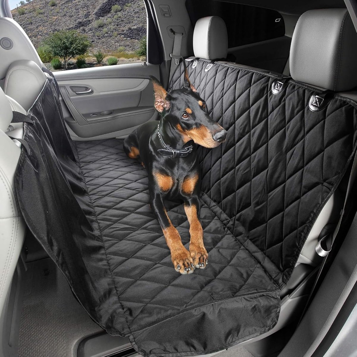 SnelShoppen - Honden Zitplaatsbeschermer met Hangoek - Waterproof, Antislip, Zwart XL - Perfect voor Auto, Camping, Reizen, Huisdieren