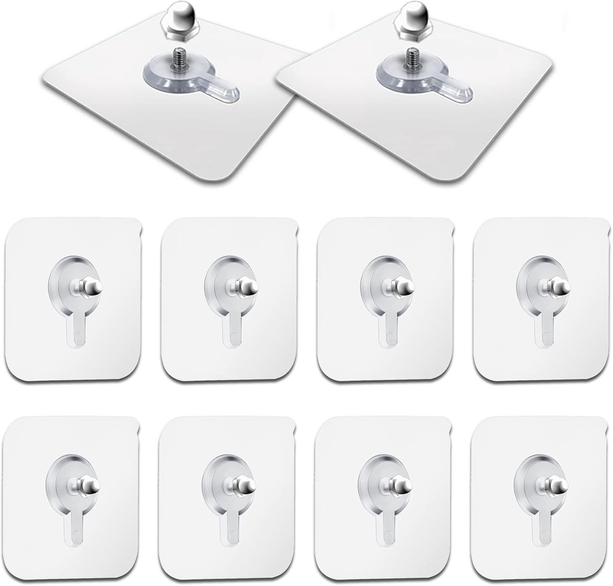 SnelShoppen - Zelfklevende Haken 10 Stuks - Transparante Adhesive Hooks voor Muur en Plafond - Tot 7 kg - Waterproof en Oliebestendig - Ideaal voor Ba