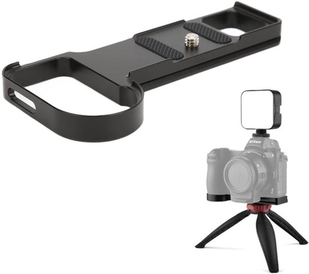 Snelkoppelingsplaat Aluminium Legering - Metalen Handgreepplaat - 1/4 Inch Schroef - Zwart - Schokbestendig - Rubber Kussen voor Camera Bescherming - Camera Plate