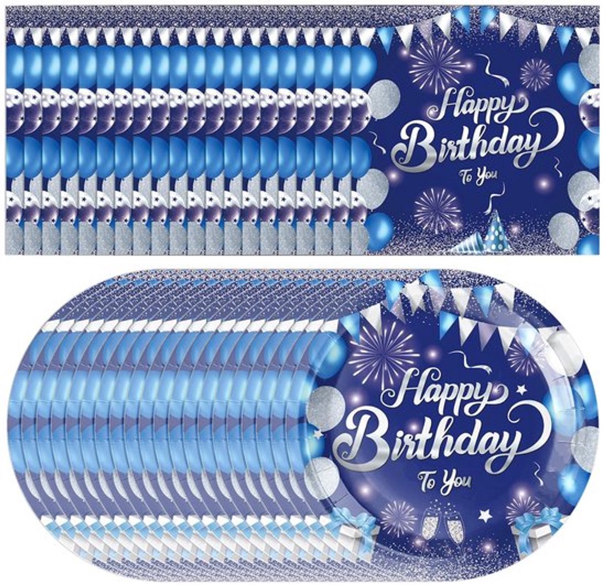 Weefsels 20 Stuks - Blauwe Servetten - Feestbestek - Verjaardag - Eettafelaccessoires - Papiermateriaal 16,5x16,5 cm
