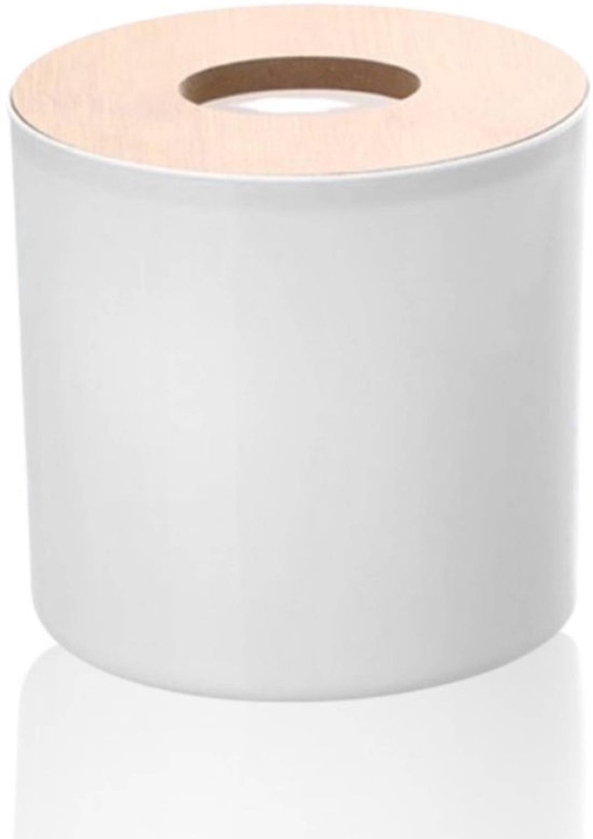 Moderne Ronde Tissue Box Houder - Wit Plastic Dispenser voor Badkamer en Woonkamer
