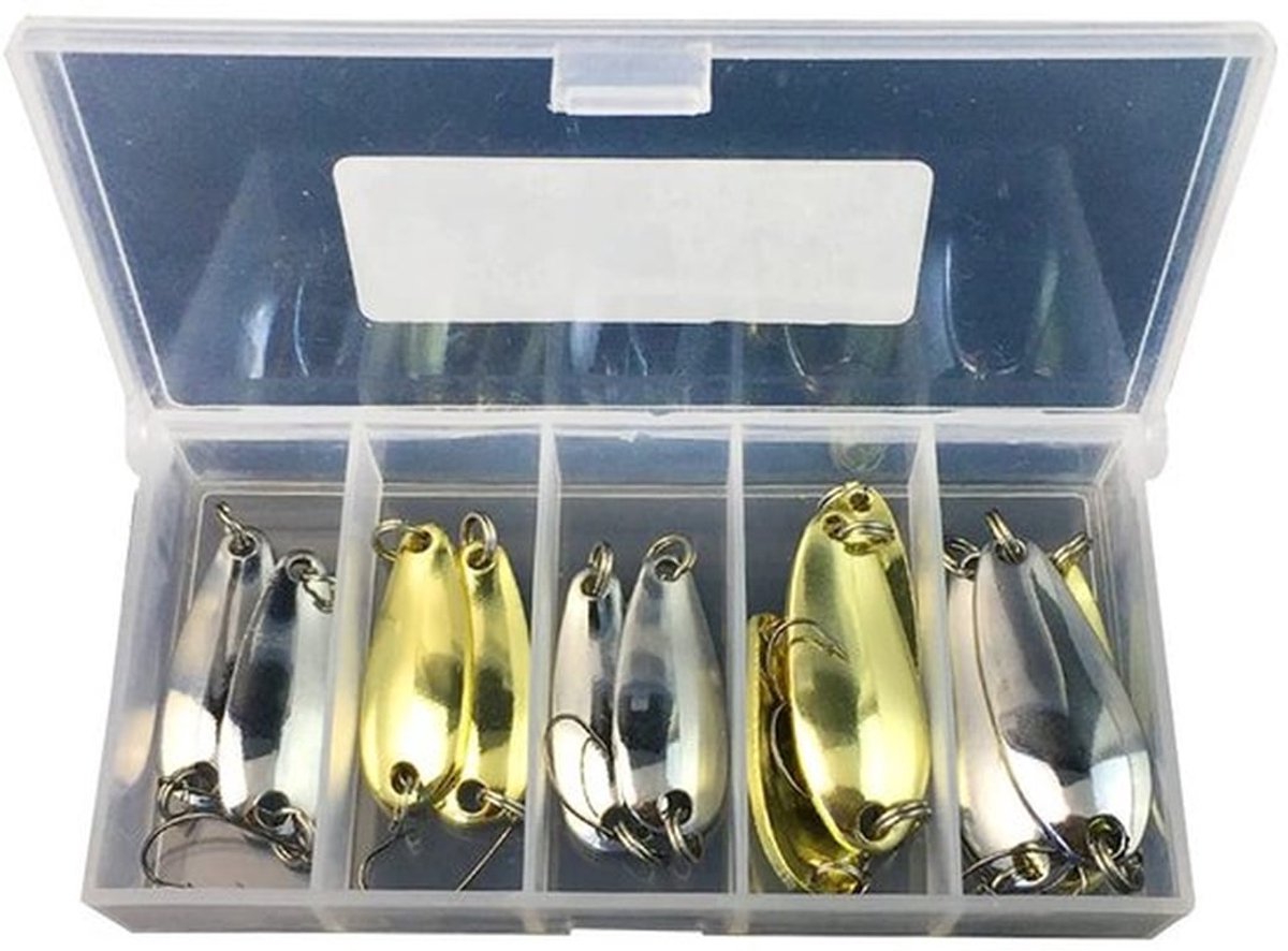 Kunstaas Set 12 Stuks - Hard Metaal Aas - Zoetwater/Zoutwater Vissen - Forel/Bas/Zalm - Inclusief Opbergdoos - Koolstofstaal Haak - Vishaak