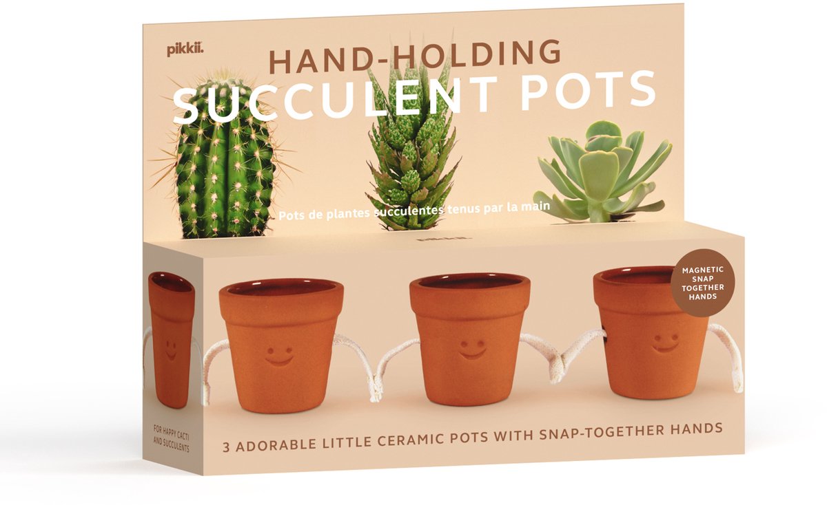 pikkii set van 3 Handvormige Bloempot voor Vetplanten – Unieke Succulent Pot | Decoratieve Woonaccessoire & Cadeau