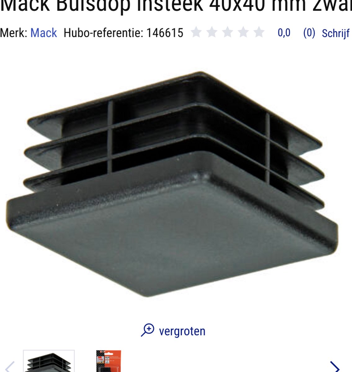 Mack Buisdop insteek 40x40 mm zwart 4 stuks