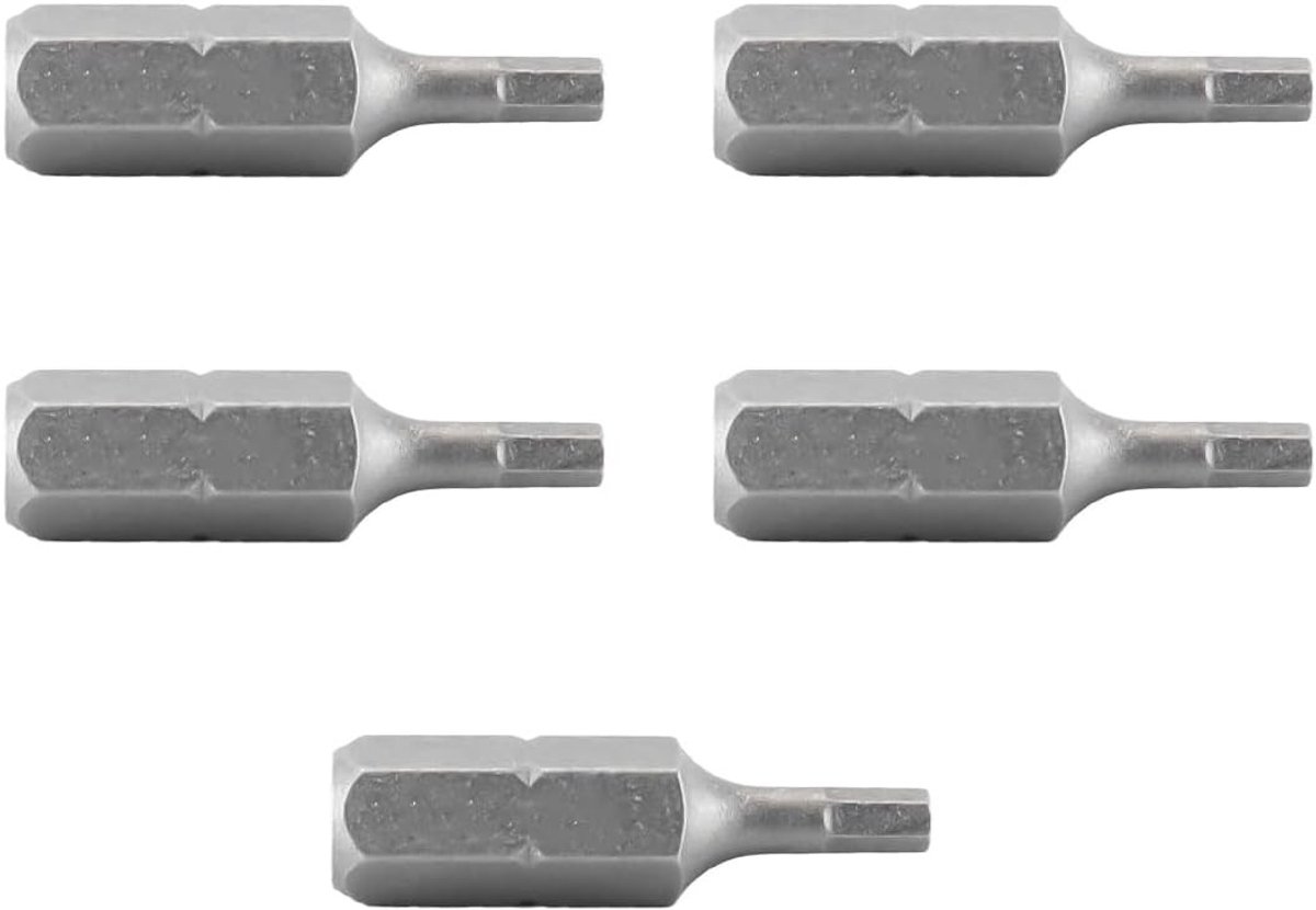 Set van 5 H2.5 Hex Schroevendraaier Bits met 1/4" Hex Shank en 25mm Lengte voor Magnetische Toepassingen