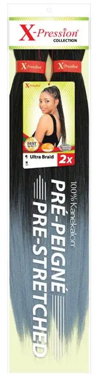 X-Pression Ultra Braid Pre-Stretched Synthetic Braiding Hair 2x46cm 160g Fast & Easy Protective Style Knot-Free X-Pression Ultra Braid Voorgerekt – Synthetisch Vlechthaar 2x46cm (160g) – Snelle & Eenvoudige Protective Style Ultra Braid Pré-étirée