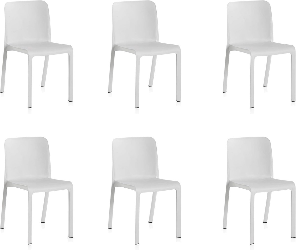 SnelShoppen - Set van 6 Witte Stoelen - Modern Design, Comfortabel, Geschikt voor Eetkamer, Tuin, Feesten, Kunststof, Stapelbaar, Ideaal voor Binnen e