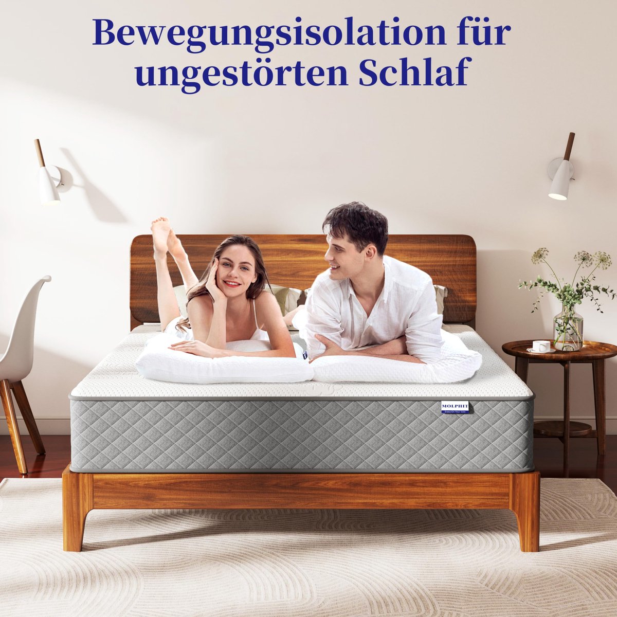 SnelShoppen - MOLPHIT Small Double Matras Hybride Pocket Spring Memory Foam Matras 120 x 200 cm - Duurzaam, Huidvriendelijk, Medium Stevig, Perfect vo