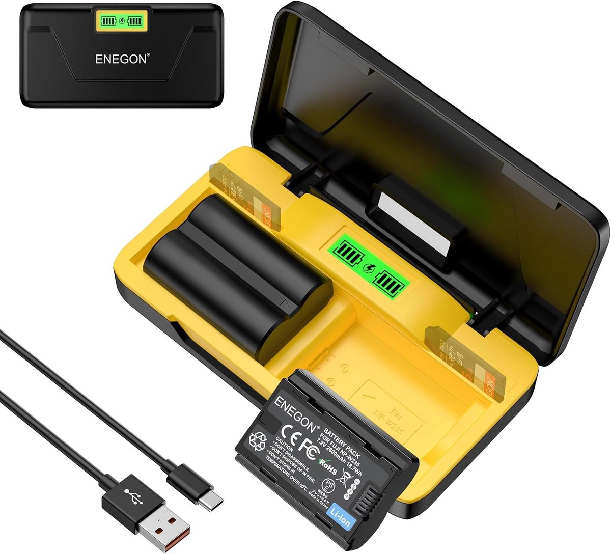 Dual Battery Snellader Set 20W met 2 x 2600mAh voor Fujifilm X-T5, GFX100 II en X-H2S
