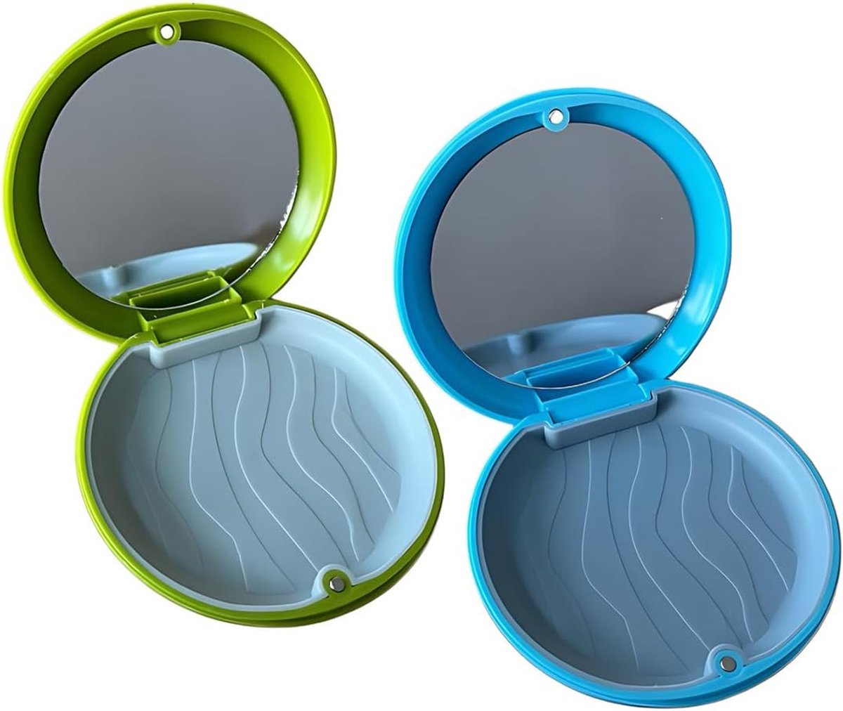 Opbergdoos met Spiegel - Set van 2 Stuks voor Dagelijks Gebruik (Blauw/Groen) - Organiseer je Spullen, Handig en Stijlvol