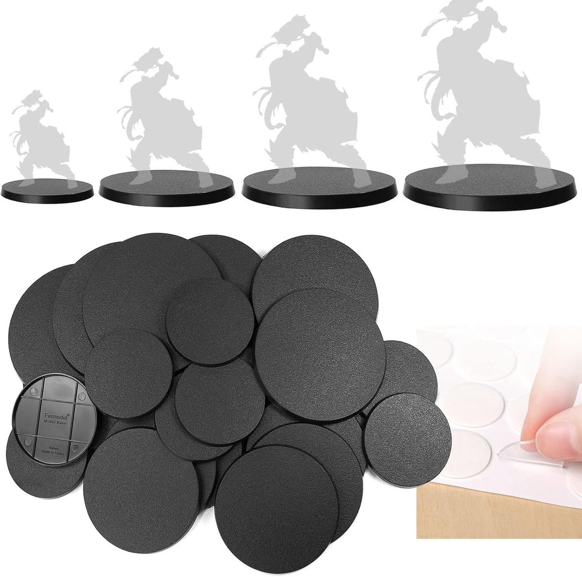 Ronde Plastic Basis voor Sand Table War Games - 60mm, 80mm, 90mm, 100mm - 50 Stuks Mix