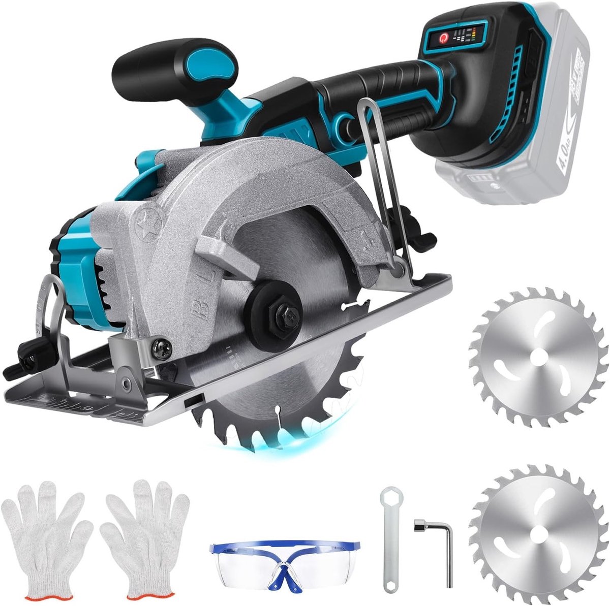 Accu mini-cirkelzaag - Handcirkelzaag voor hout, metaal en tegels - 18V - Inclusief 2 zaagbladen