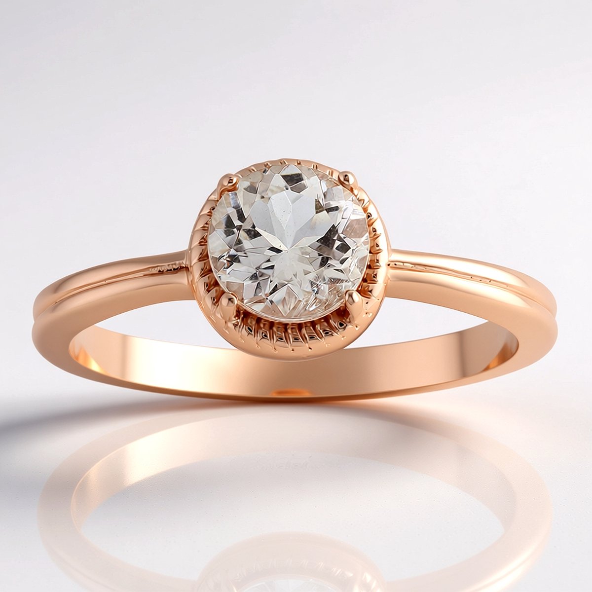 Cavill - Morganiet Ring - 925 Sterling Zilver Roségoud Verguld - Braziliaanse Rondgeslepen Morganiet 0,68 ct - Elegantie & Subtiele Glans