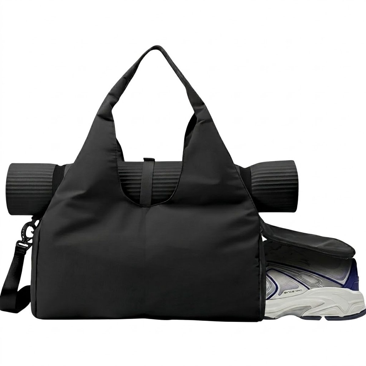 Zwarte sporttas dames en heren yoga tas fitness tas pilates tas weekendtas met schoenenvak grote capaciteit verstelbare schouderband draagtas voor sport en reizen