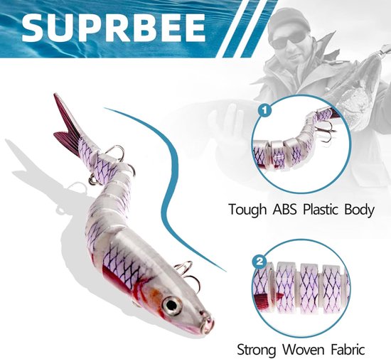 SnelShoppen - 5 Stuks Snoek Aas Set, Wobbler Crankbait, Vis Aas Swimbait, Realistisch voor Snoek, Zander, Baars, Forel, Vissen Accessoires — afbeelding 3