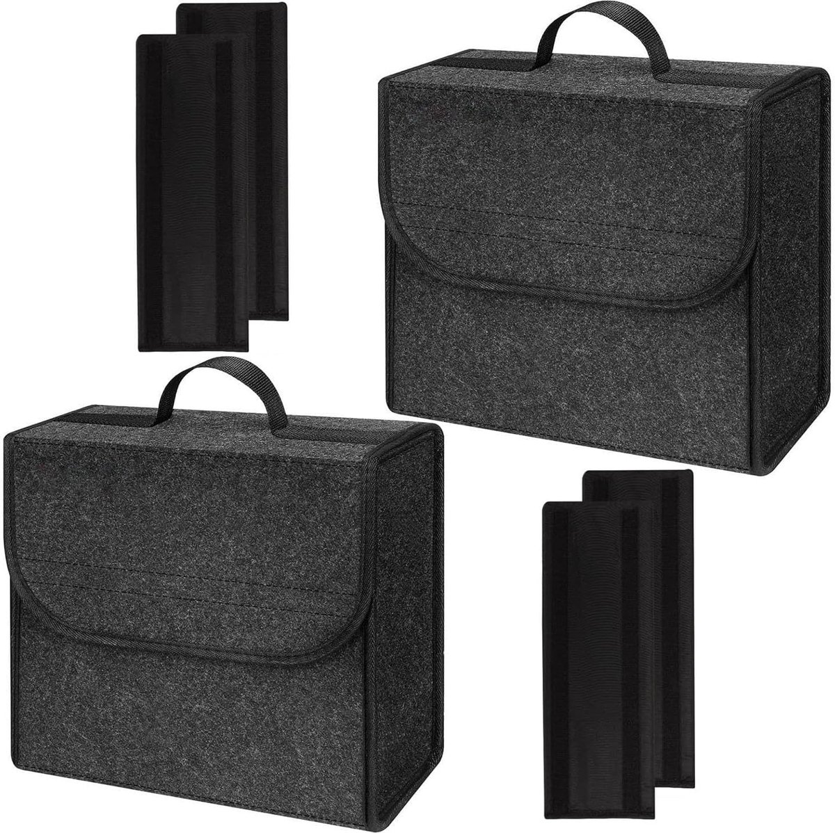 Thijox - Upgrade 2x Auto Kofferbak Organizer voor Gereedschap & Auto Onderhoud | Versterkte Zijpanelen | Vilten Tas in Zwart voor Auto Accessoires Int