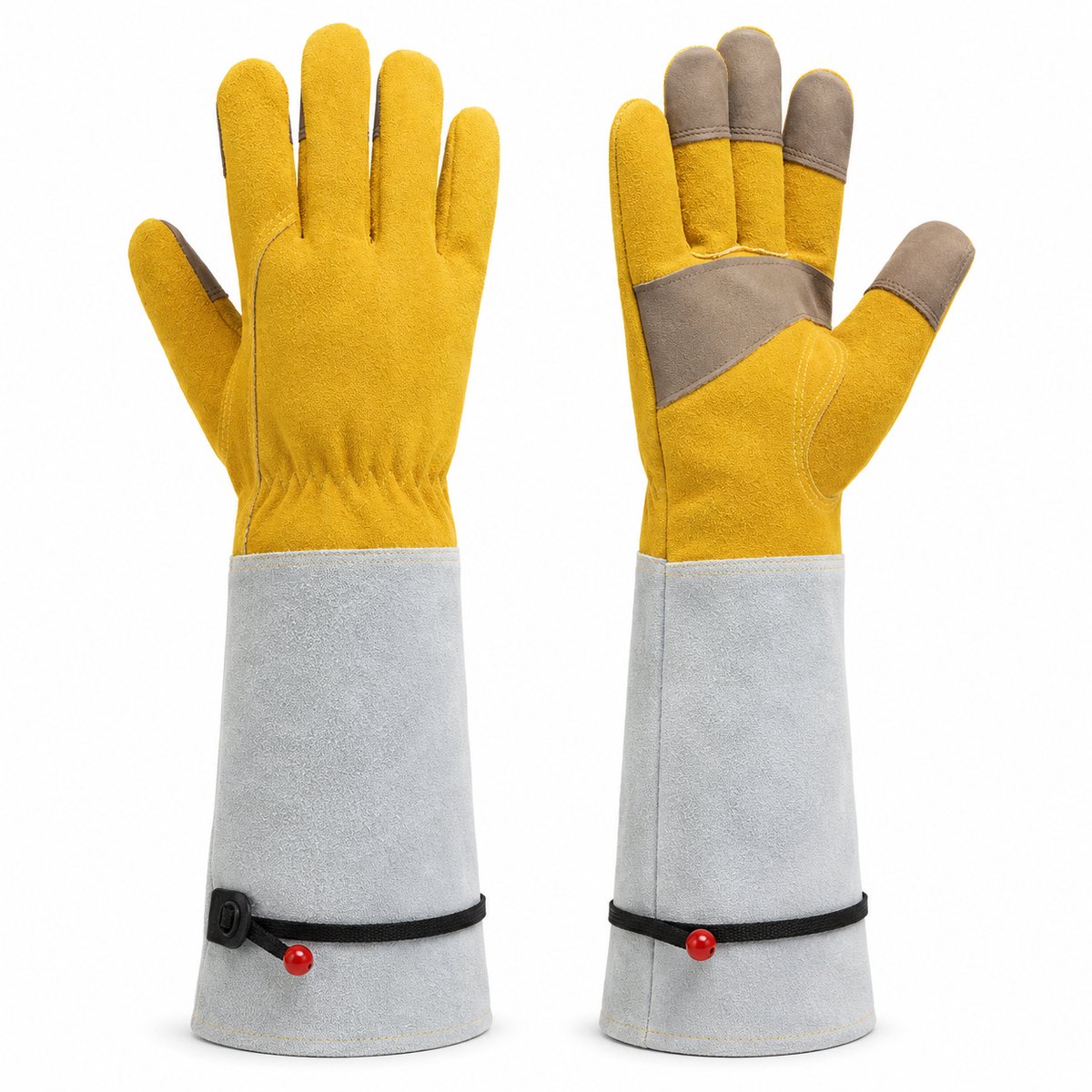 Gloovon® Tuinhandschoenen Leer - Doornbestendig - Lange Manchet & Versterkte Handpalm - Runderleer - 43 cm - Maat Uni