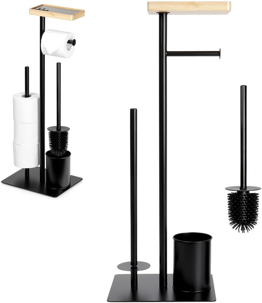 Vrijstaande Toiletrolhouder - Roestvrijstalen Toiletrolhouder Met Toiletborstel - Toiletpapierdispenser Voor De Badkamer