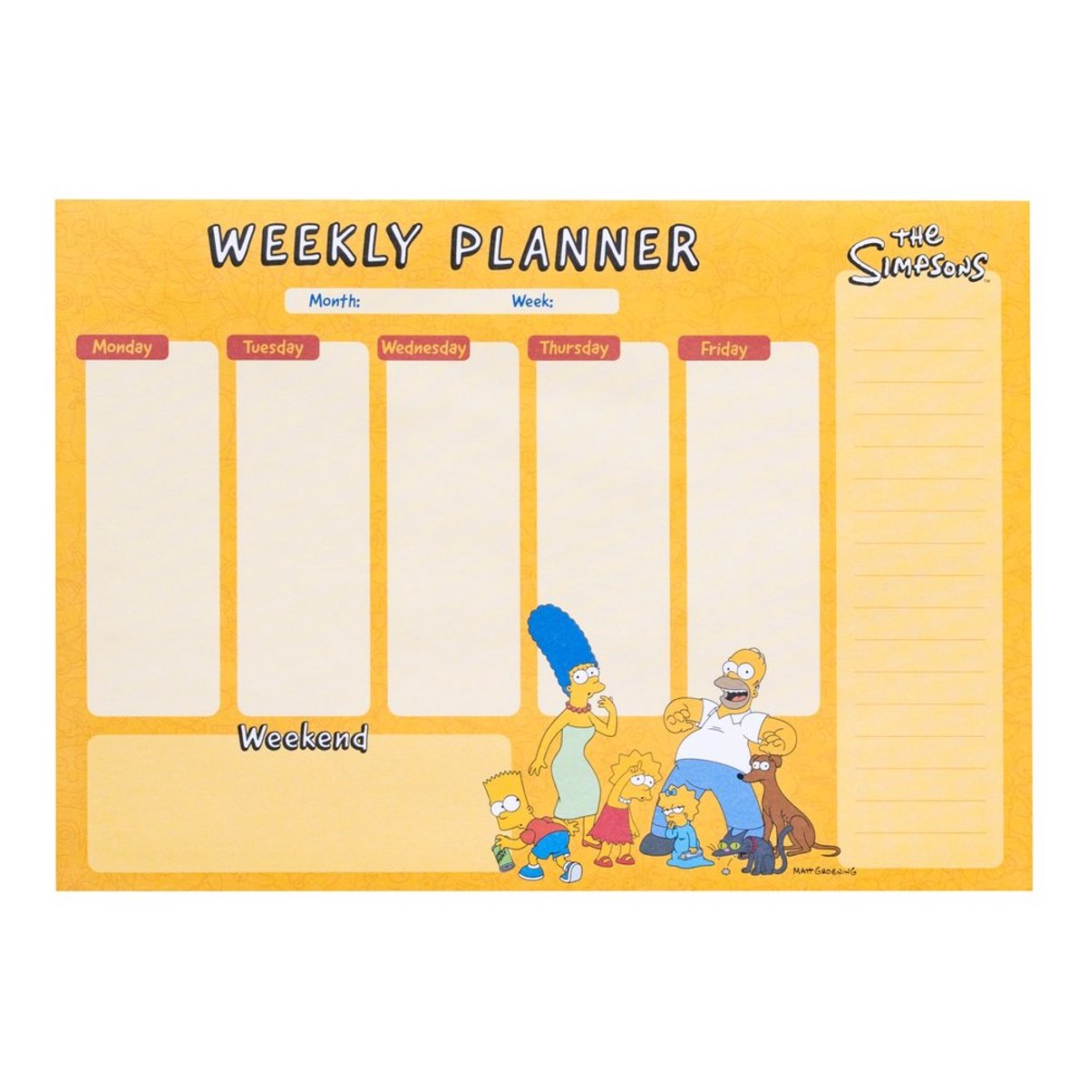 Grupo Erik The Simpsons - A4 Weekly Planner - Multicolours