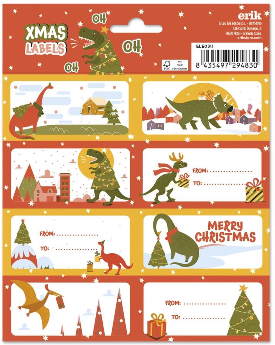Grupo Erik - Wild Christmas Christmas SelfAdhesive Labels Zelfklevende etiketten - Multicolours